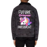 Future President Girls Feminist Unicorn 1 Unisex Sherpa-lined Denim Jacket | Artistshot