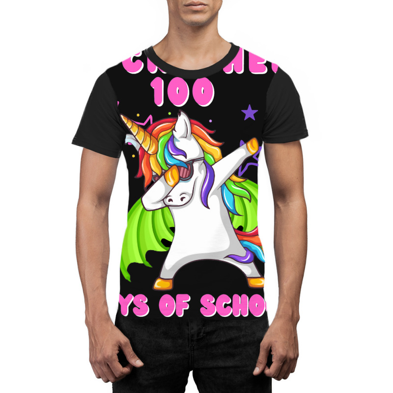 I Crushed 100 Days Of School Dabbing Dragon Unicor Graphic T-shirt | Artistshot