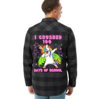 I Crushed 100 Days Of School Dabbing Dragon Unicor Flannel Shirt | Artistshot