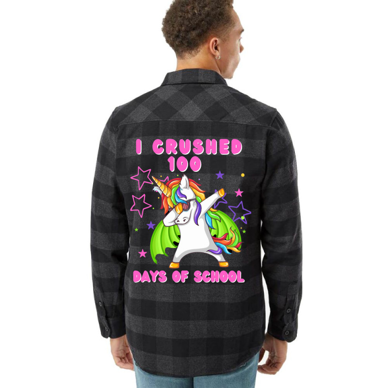 I Crushed 100 Days Of School Dabbing Dragon Unicor Flannel Shirt | Artistshot