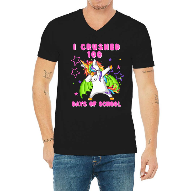 I Crushed 100 Days Of School Dabbing Dragon Unicor V-neck Tee | Artistshot