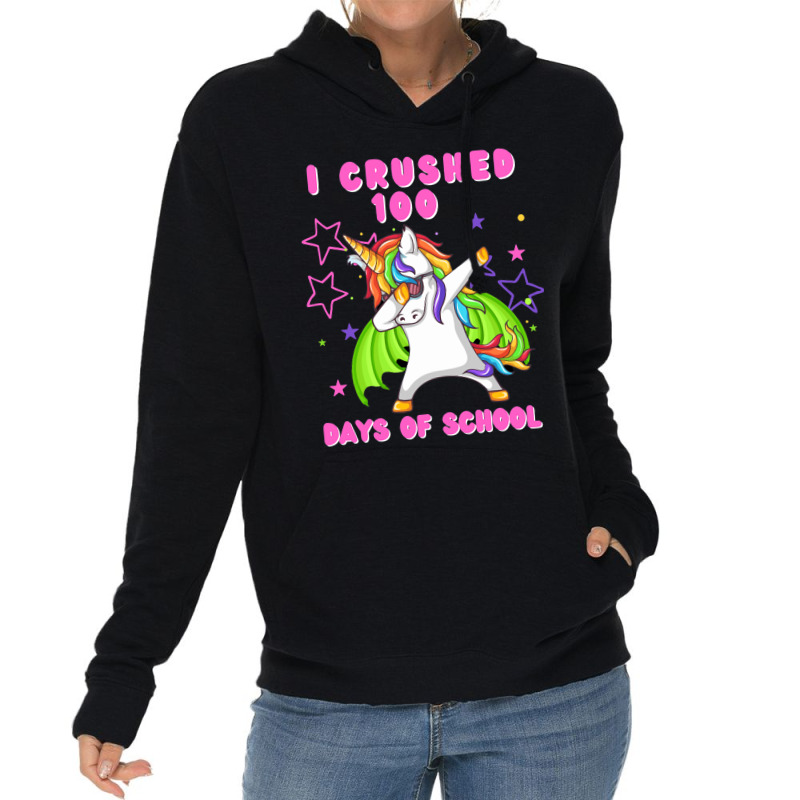 I Crushed 100 Days Of School Dabbing Dragon Unicor Lightweight Hoodie | Artistshot