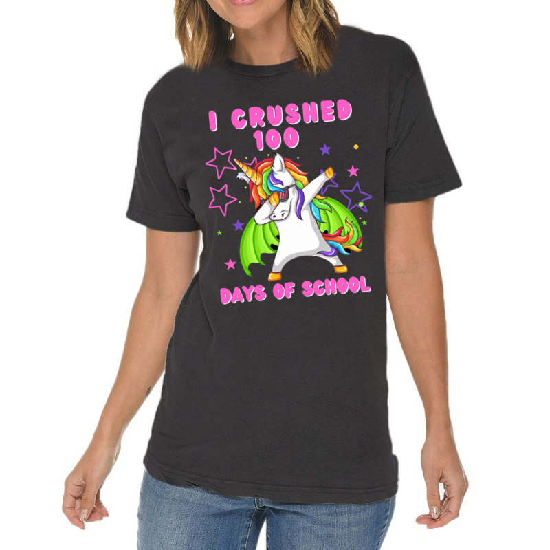 I Crushed 100 Days Of School Dabbing Dragon Unicor Vintage T-shirt | Artistshot