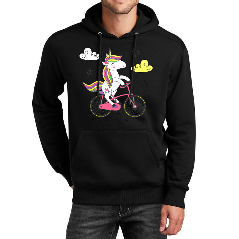 Funny Unicorn On Bike Work Out Biker Unisex Hoodie by TevitJanik | Artistshot