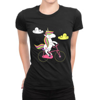 Funny Unicorn On Bike Work Out Biker Ladies Fitted T-shirt | Artistshot