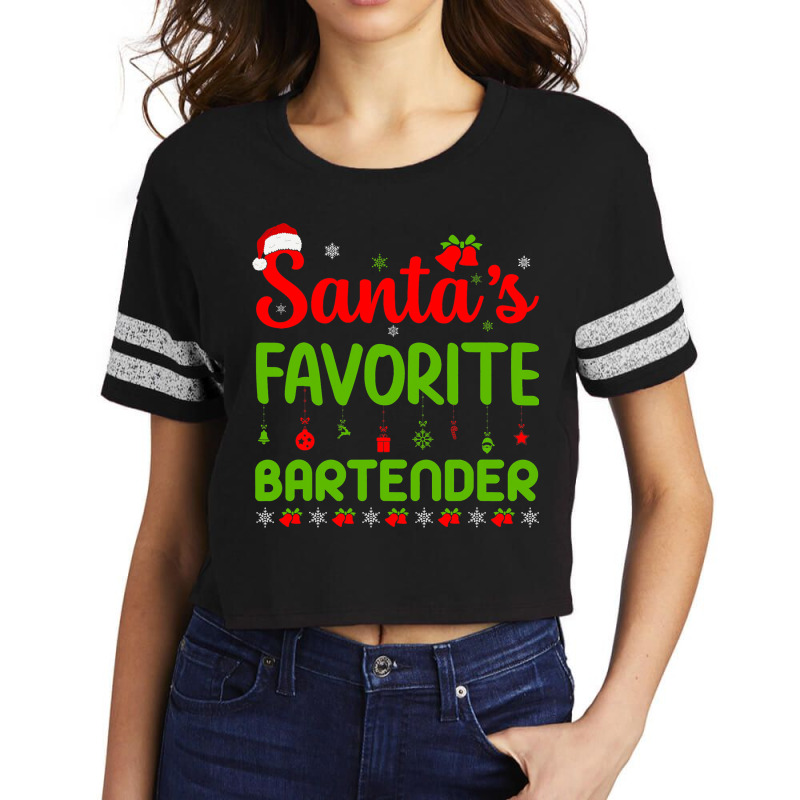 Funny Christmas Santas Favorite Bartender Merry Xm Scorecard Crop Tee by AlicenHewlett | Artistshot