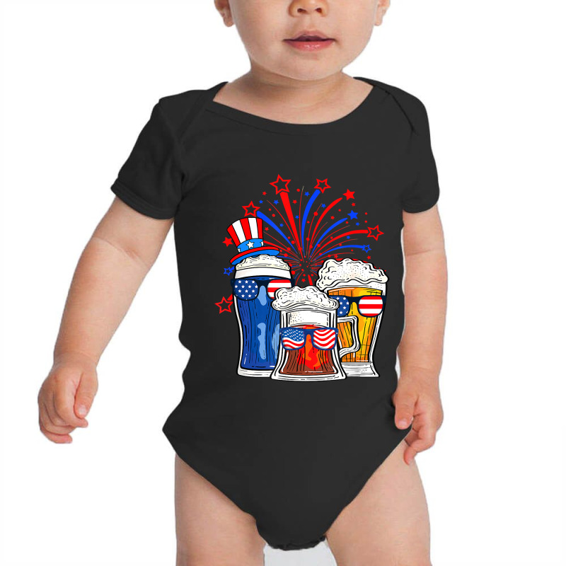 4th Of July Funny Beers Sunglasses American Flag Baby Bodysuit by Jimmymy | Artistshot