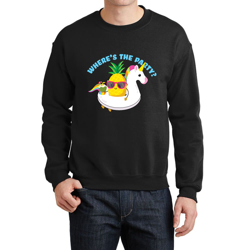 Funny Unicorn Pineapple Swingers Wheres The Party Crewneck Sweatshirt | Artistshot