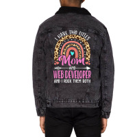 I Have Two Tittles Mom And Web Developer Mothers D Unisex Sherpa-lined Denim Jacket | Artistshot