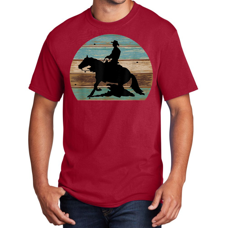 Western Cowboy Reining Horse Sliding Stop Vintage Style Basic T-shirt | Artistshot