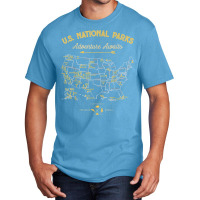 62 National Parks Map Gifts Us Park Vintage Camping Hiking New Year Basic T-shirt | Artistshot