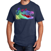 Alligator With Headphones And Sunglasses Basic T-shirt | Artistshot