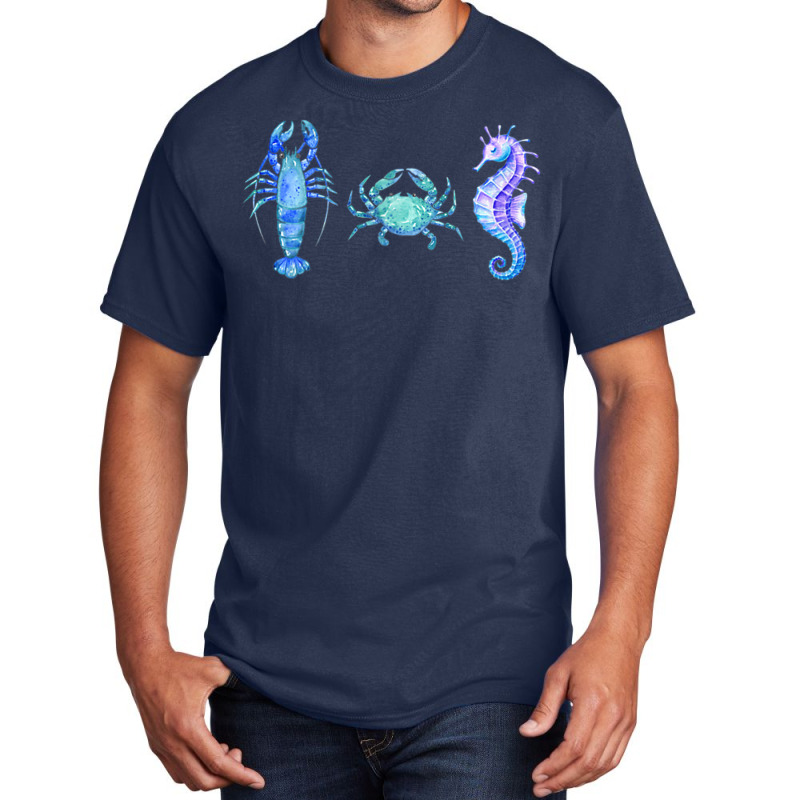 Crustaceancore Ocean Blush Crustacean Lobster Crab Seahorse Basic T-shirt | Artistshot