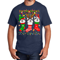 Alaskan Malamute Dog In Christmas Socks Lights Xmas Basic T-shirt | Artistshot