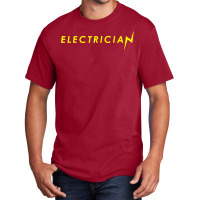 Electrician Flash Thunderbolt Funny Superhero Electricians Basic T-shirt | Artistshot