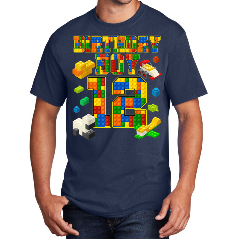 12 Years Old Block Building Boy 12th Birthday Master Builder Basic T-shirt | Artistshot