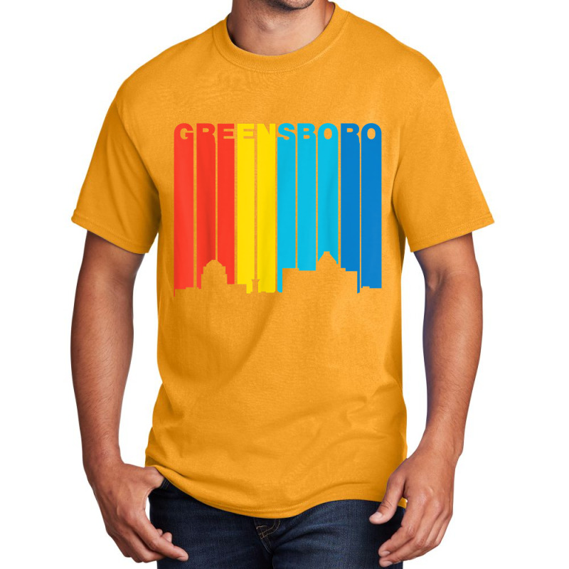 Retro 1970's Style Greensboro North Carolina Skyline T Shirt Basic T-shirt | Artistshot