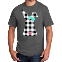 Easter Bunny Black And White Plaid Rabbit Happy Egg Hunt Basic T-shirt | Artistshot