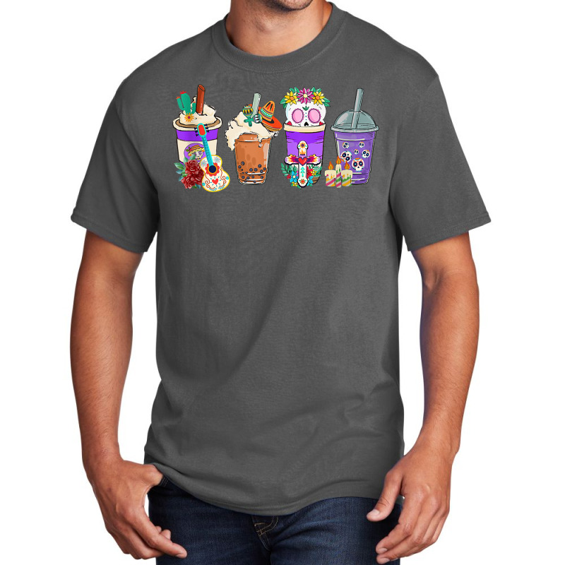 Funny Mexican Coffee Cups Calavera Dia De Muertos Halloween Tank Top Basic T-shirt by cm-arts | Artistshot