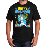 Happy Hanukkah Dabbing Jewish Unicorn Kids Chanukah Basic T-shirt | Artistshot