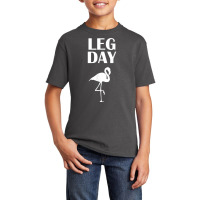 Flamingo Leg Day Funny Work Out Shirt Basic Youth T-shirt | Artistshot