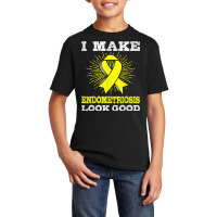 I Make Endometriosis Look Good Shirt Yellow Ribbon Basic Youth T-shirt | Artistshot