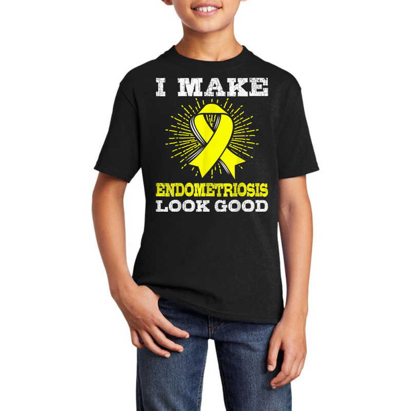 I Make Endometriosis Look Good Shirt Yellow Ribbon Basic Youth T-shirt by cm-arts | Artistshot