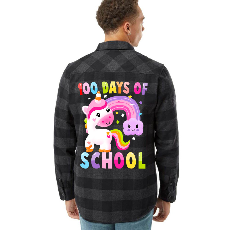 Happy 100th Day Of School Unicorn Magical 100 Days Flannel Shirt | Artistshot