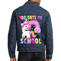 Happy 100th Day Of School Unicorn Magical 100 Days Men Denim Jacket | Artistshot