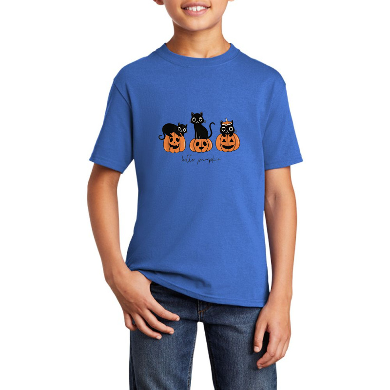 Hello Pumpkin Cats Pumpkin Carved Jack O Lantern Cat Basic Youth T-shirt | Artistshot