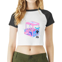 Arcade Girl Transparent Love Raglan Crop Top | Artistshot