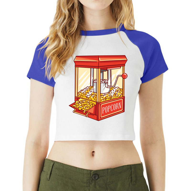 Popcorn Machine Girl Raglan Crop Top by harinacrinonv | Artistshot