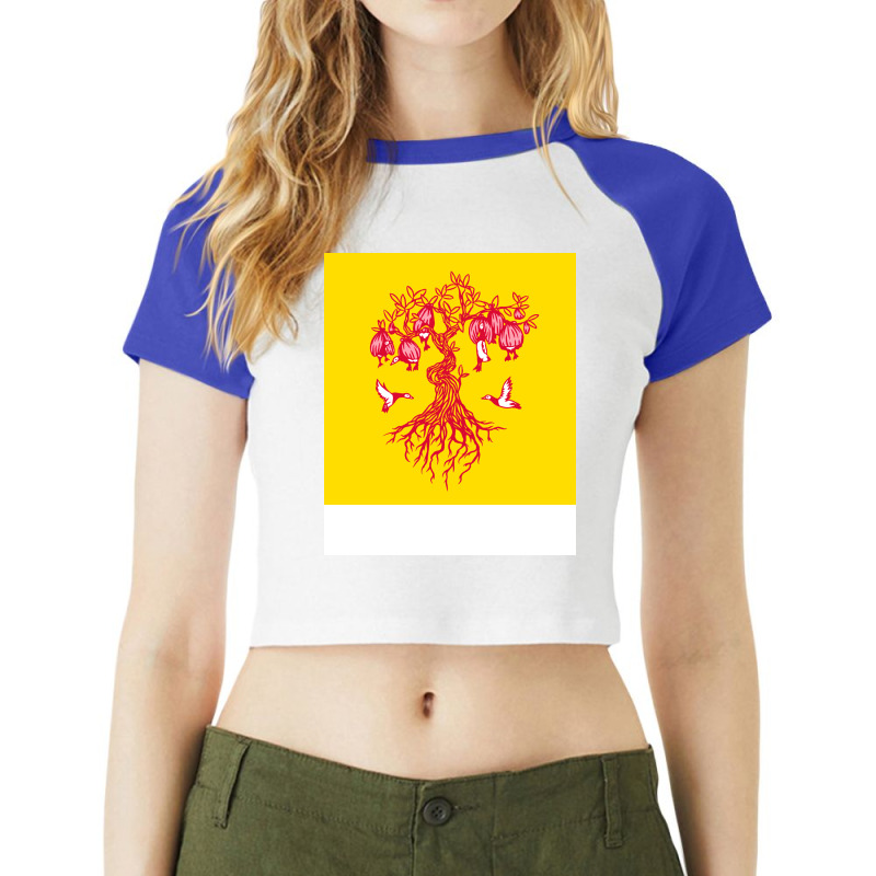 Barnacle Geese On The Tree Green Raglan Crop Top by toptasratiehw | Artistshot