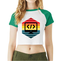 Retro Vintage Web Developer Css Javascript Html Gi Raglan Crop Top | Artistshot