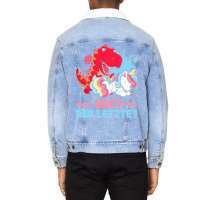 How The Last Unicorn Fans Funny Unicorn Dino Costu Unisex Sherpa-lined Denim Jacket | Artistshot