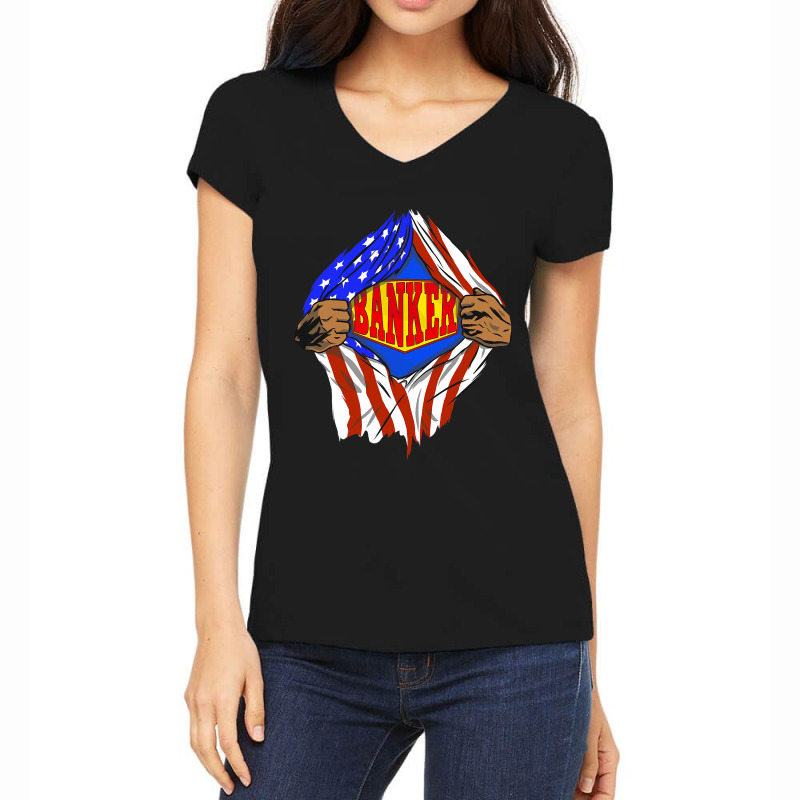 Funny Super Banker Hero Job Women's V-Neck T-Shirt by MICHELLERICE | Artistshot