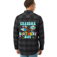 Grandma Of The Birthday Astronaut Boy Space Party Flannel Shirt | Artistshot