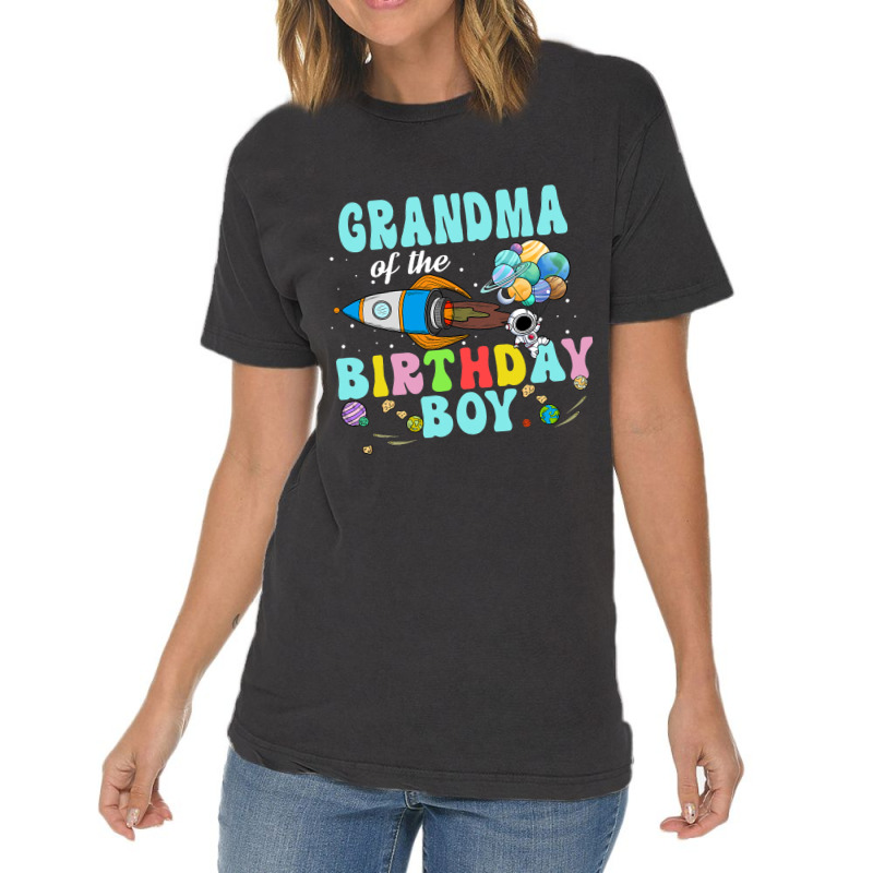 Grandma Of The Birthday Astronaut Boy Space Party Vintage T-shirt | Artistshot