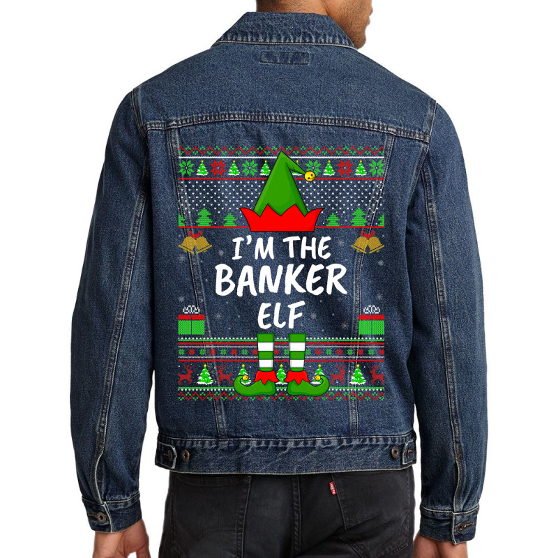 Funny Family Matching Ugly Im The Banker Elf Chris Men Denim Jacket by ISAACGODOY | Artistshot