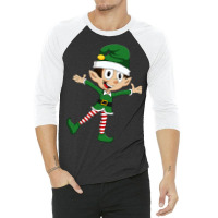 Happy Cute Little Elf Christmas Xmas Seasonal Holi 3/4 Sleeve Shirt | Artistshot