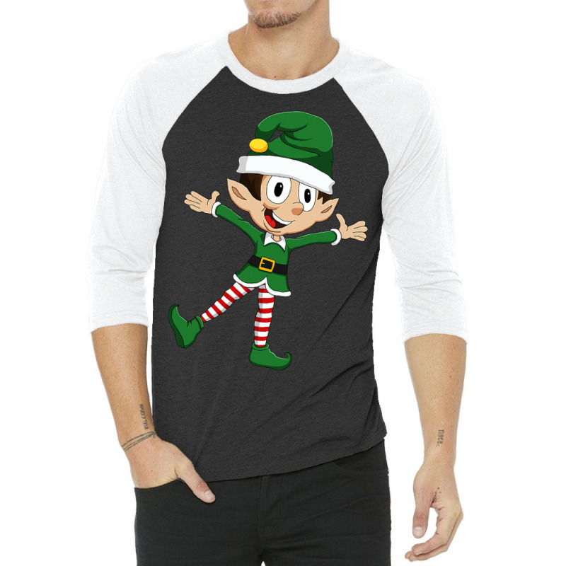 Happy Cute Little Elf Christmas Xmas Seasonal Holi 3/4 Sleeve Shirt | Artistshot