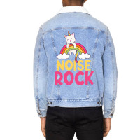 Funny Colorful Noise Rock Rainbow Cat Unicorn Unic Unisex Sherpa-lined Denim Jacket | Artistshot