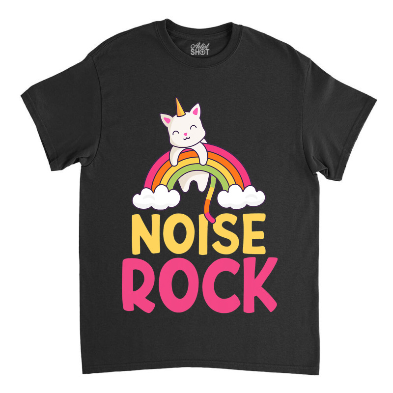 Funny Colorful Noise Rock Rainbow Cat Unicorn Unic Classic T-shirt | Artistshot