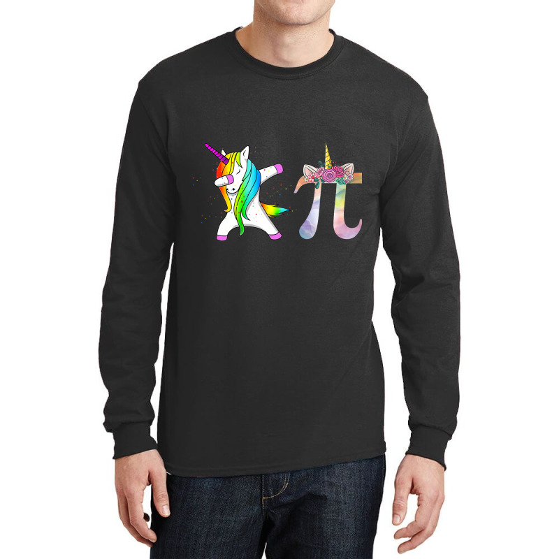 Happy Pi Day Funny Unicorn Dabbing Math For Girls Long Sleeve Shirts | Artistshot