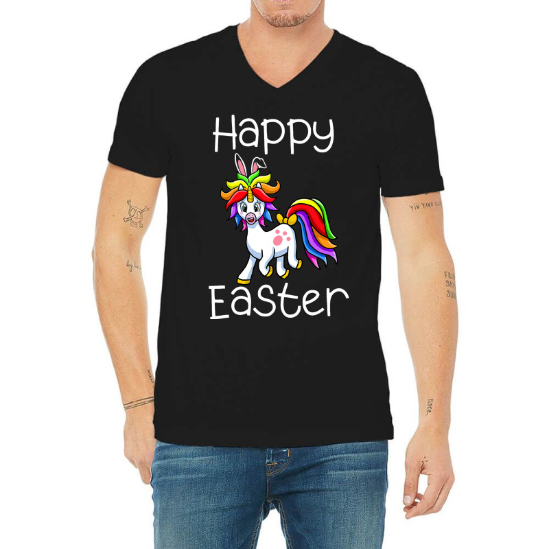 Happy Easter Cute Unicorn Face Funny Easter Day Wo V-neck Tee | Artistshot