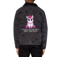 I Kam Sah Und Hatte Direkt Keinen Bock Unicorn Unisex Sherpa-lined Denim Jacket | Artistshot