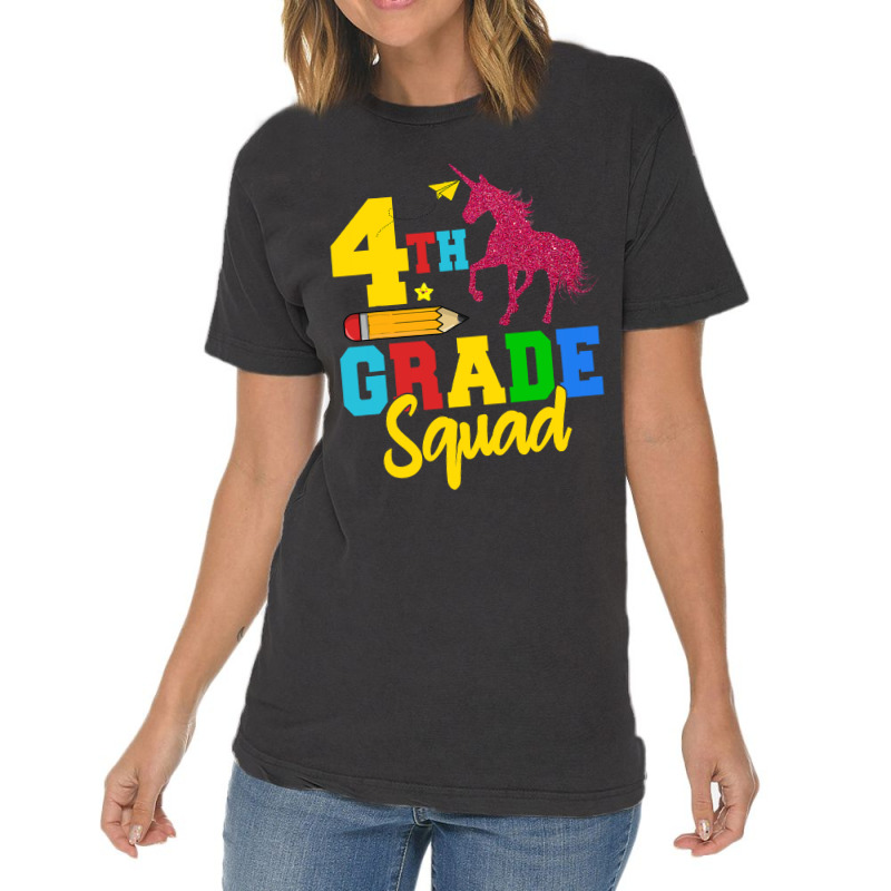 Funny Fourth Grade Squad 4th Grader Unicorn Back T Vintage T-shirt | Artistshot