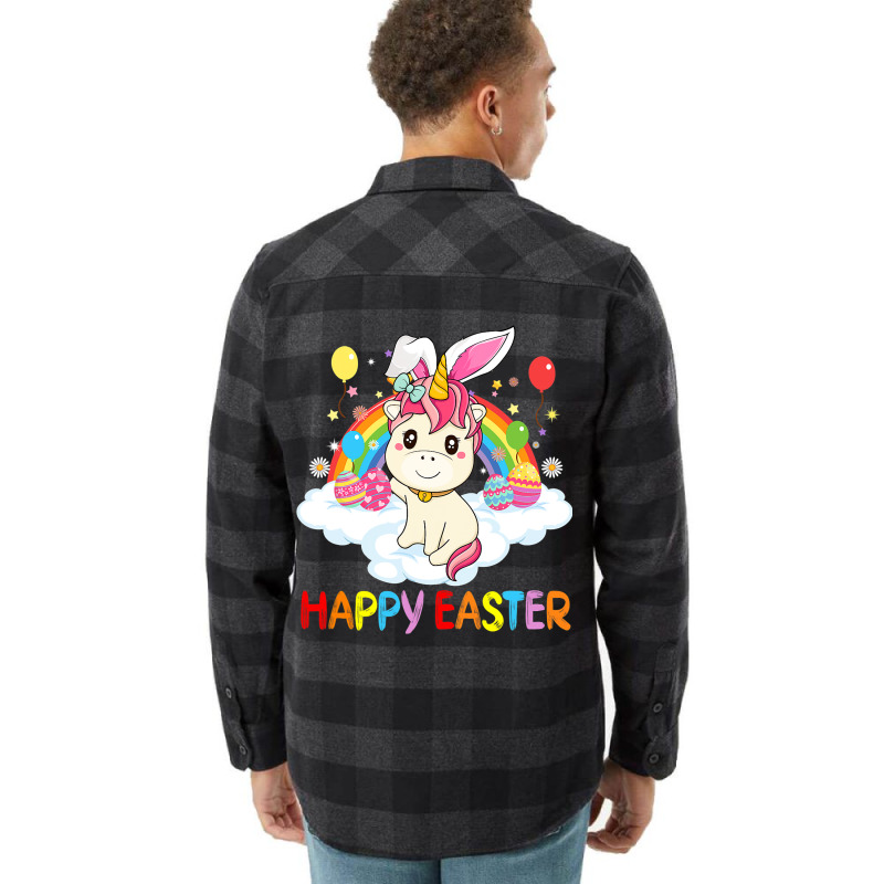 Happy Easter Cute Unicorn Wearing Ears Easter Egg Flannel Shirt | Artistshot