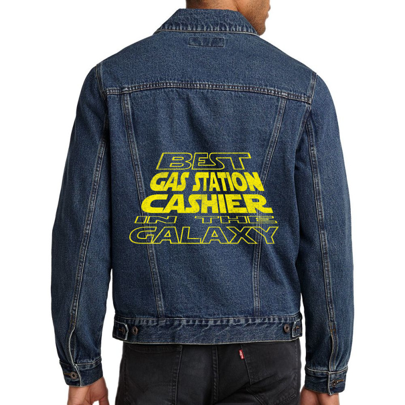 Gas Station Cashier Funny Space Backside Design Men Denim Jacket | Artistshot