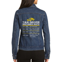 Funny Taxi Cab Driver Vintage Checker Gift For Dad Ladies Denim Jacket | Artistshot